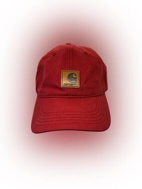 Carhartt Hat Cap Front Leather Patch Logo Cotton Adjustable Brick Red